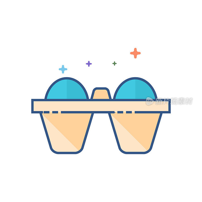 Flat Color Icon - Egg cardbox